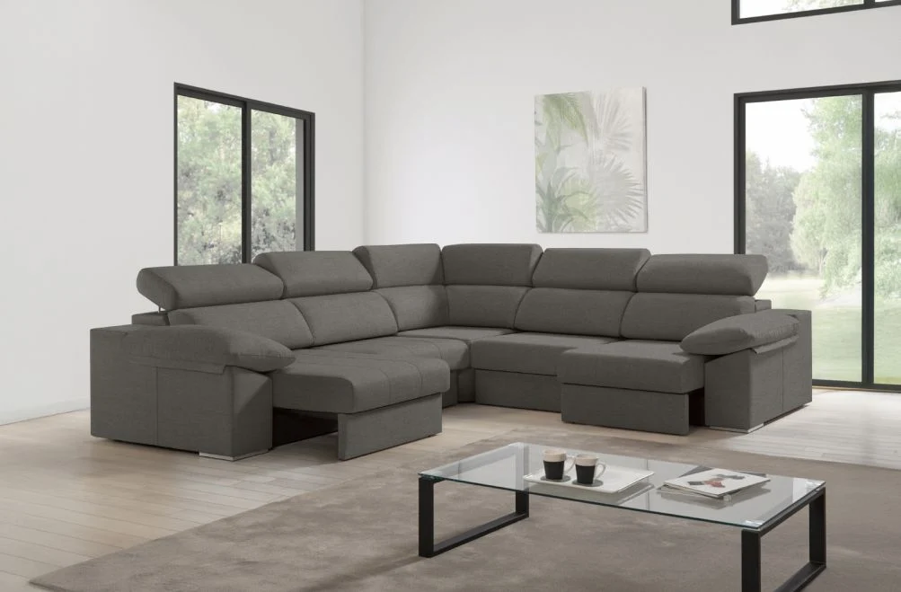 Sofá rinconera de tela Esmeralda XL de HOME - principal