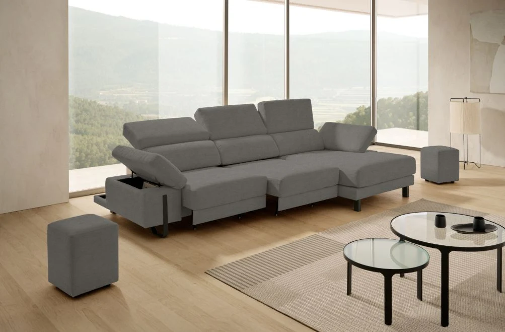 Sofá chaise longue de tela Freya de Stylekomfort - principal