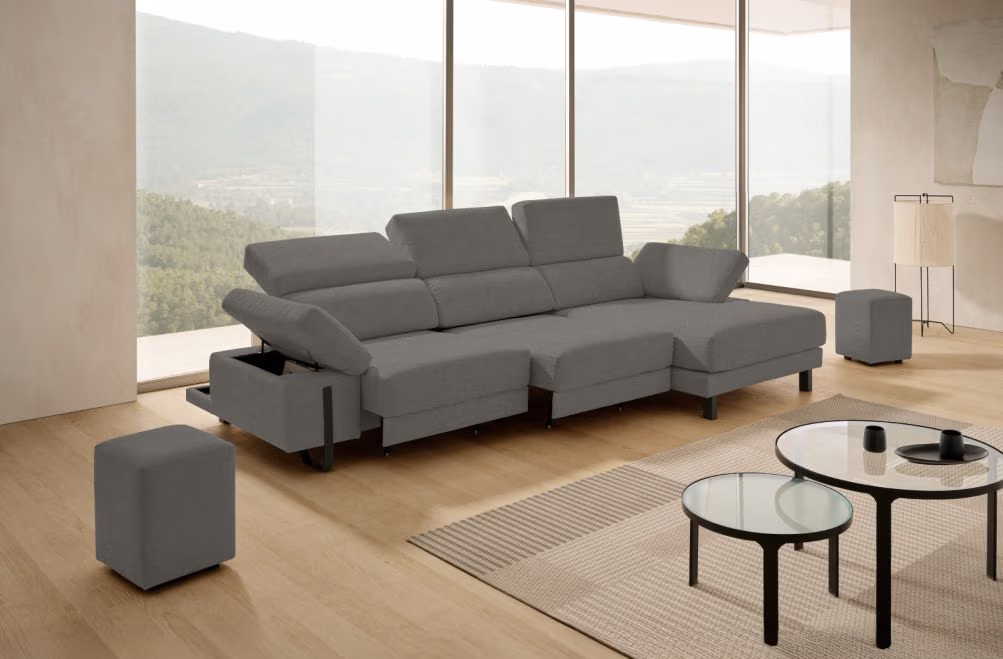 Sofá chaise longue de tela Freya de Stylekomfort - principal