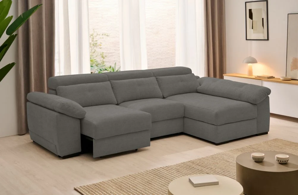 Sofá chaise longue de tela Crown eléctrico de Stylekomfort - principal