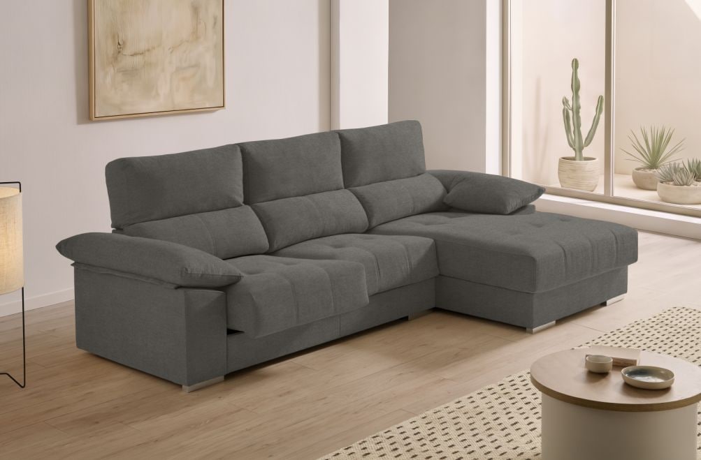 Sofá chaise longue de tela Alvar de HOME - principal