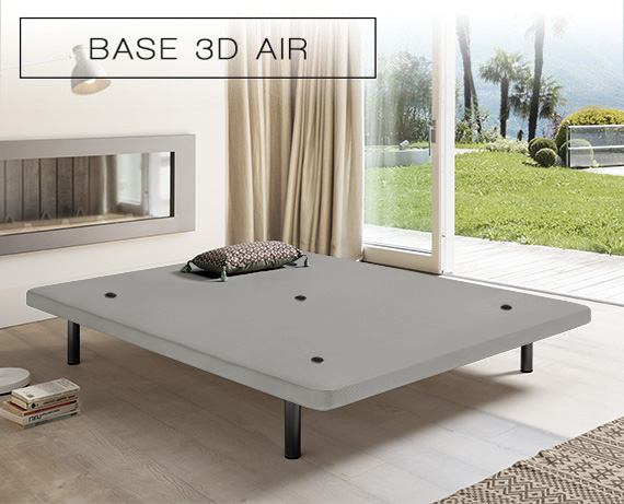 Base Tapizada 3D Blanco con Patas de Madera Blancas y Barras Transversales  de Refuerzo, Medida: 150x190 cm