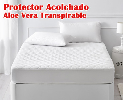 Protector de colchón acolchado de microfibra, protector de colchón, cama  inferior, transpirable, regulador de calor, protector de cama, protector de